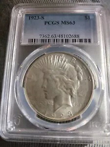 1923-S ピース シルバー ダラー MS63 PCGS ホワイト この正確なコイン