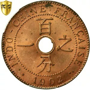 [#483986] コイン、フランスインドシナ、セント、1902年、パリ、PCGS、MS64RB、ブロンズ、KM:8｜WORLD RESOURCE【KING店】