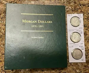 15 $1 モルガン 90% シルバー ダラー アルバム F-BU 状態 1878-1921 米国造幣局コイン付き