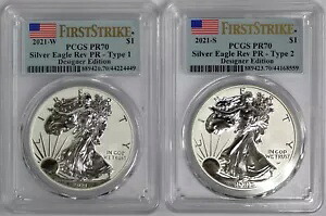 2021 WS $1 シルバー イーグル レブ プルーフ 2 コイン デザイナー エディション セット PCGS PR70 FS｜WORLD RESOURCE【KING店】
