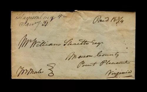 「バージニア州ハリソンバーグ、1月4日」1829年1ページの手紙 - E. H. スミスからウィリアム・ステネットへ画像