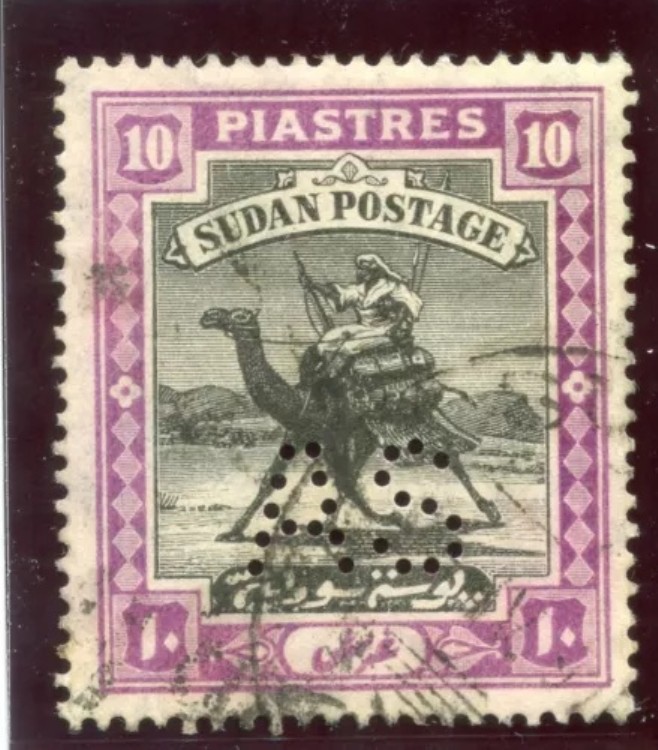 スーダン 1914年製「AS」10ペンス 黒＆藤色 非常に良好な中古品。SG A25. Sc MOA27