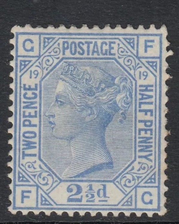英国ヴィクトリア女王 1854-57 SG142 プレート 19 2?d ブルー - マウント済み 新品 - カタログ ?575