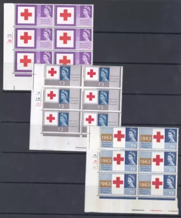1963年製 赤十字 sg642p-644p フォスシリンダーブロック6個、NB左U/M付き