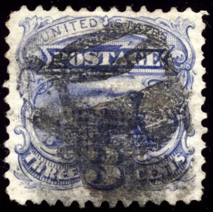 US 114 3c 1869 蒸気機関車 PF 証明書 VF ファンシー「ビールジョッキ」キャンセル