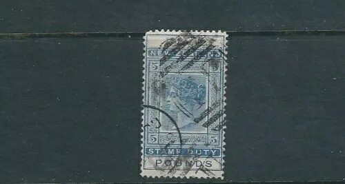 ニュージーランド 1882-90 郵便・税務（スコット AR25 5ポンド）中古郵便消印 zy30