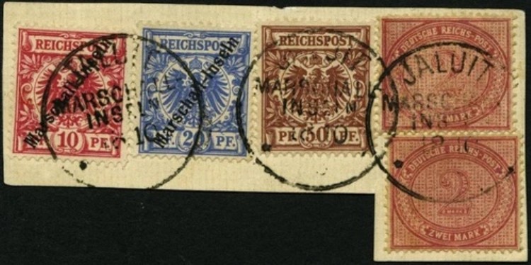 マーシャル諸島 V 37eV BRFPC、1898年、2 M. DKL`RED カーマイン品種 ラージブレイク画像