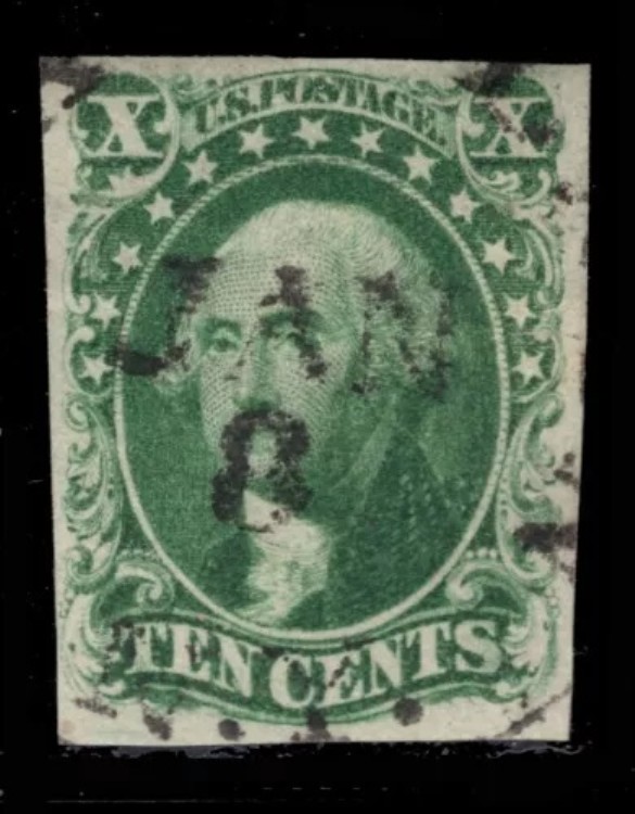 MOMEN: 米国切手 #16 上部と下部が再カット 不完全な中古品 ロット番号 #82702*