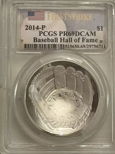 2014-P PCGS PR69DCAM 野球殿堂シルバードル ファースト ストライク。 52,800円