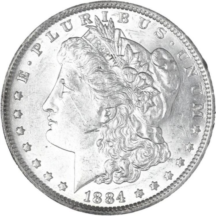 1884年 O モルガン銀貨 AU+ スライダー 写真参照 C419
