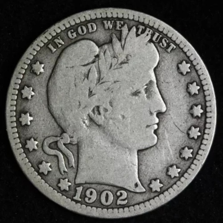 1902-S バーバー シルバー クォーター VG+ E173 UCP