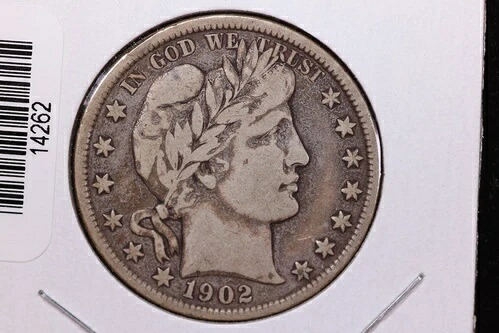 1902年バーバー・ハーフダラー。お手頃価格の流通コイン。店頭販売 #HR272