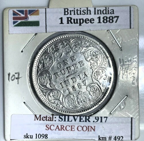楽天市場】銀貨 イギリス領 インド帝国 1ルピー 年代ランダム VF India