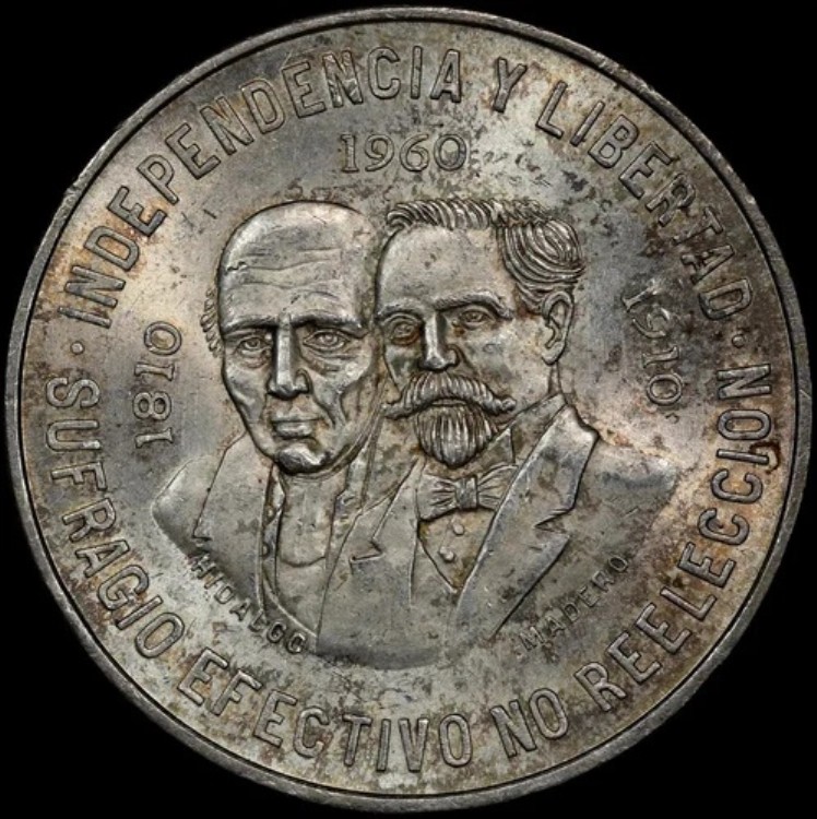 メキシコ 1960年 銀貨 10ペソ KM# 476 チョイス 未使用