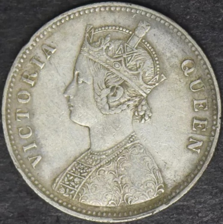 ★本物保証　英領インド ヴィクトリア女王 1ルピー銀貨 1862年号 楽天市場】銀貨 イギリス領 インド帝国 1ルピー 年代ランダム VF India