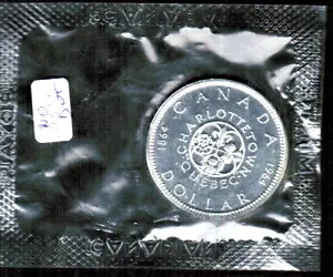 カナダ 1964 年 1 ドル銀貨、ドット欠けあり、新品同様、素敵なカメオ付きで封印されています。 55,440円