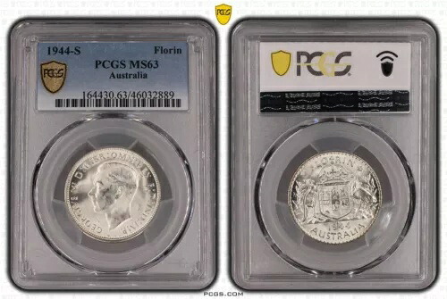 オーストラリア 1944-S シルバー フローリン PCGS MS63 #2889