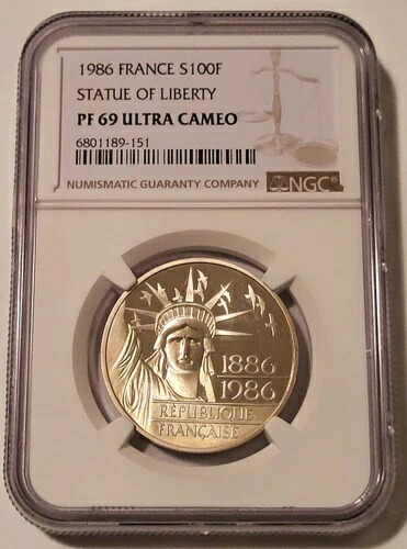 楽天市場】1986 年 フランス 100 フラン銀貨 ピエフォール自由の女神像