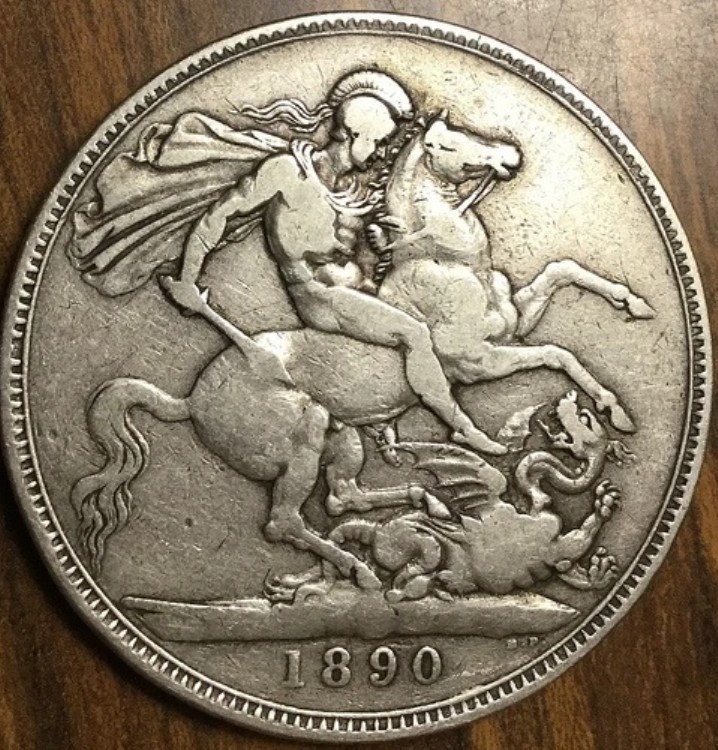 1890年 英国 GB グレートブリテン 銀冠貨幣