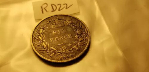 イギリス 1844 6 ペンス シックスペンス 銀貨 Idrs1。