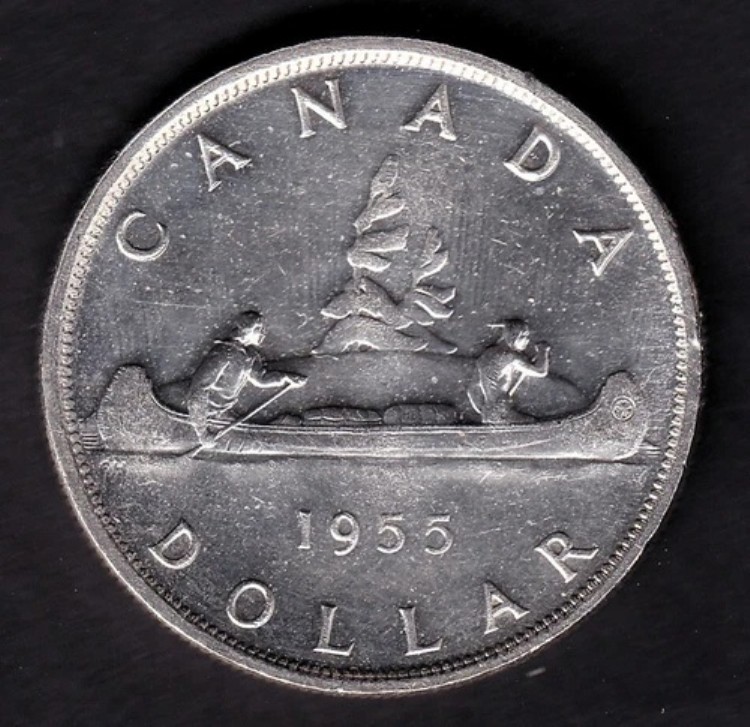 PCGS MS63 カナダ エリザベス2世カヌー1ドル銀貨1962世界コイン 1962年 カナダ銀貨 1ドル カヌーダラー エリザベス2世ヤング