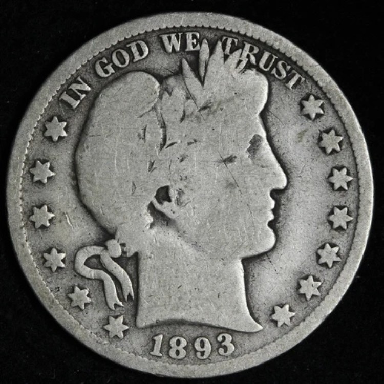 1893年 バーバー シルバー ハーフドル 良好 E372 DCM