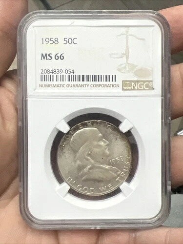 1958年 フランクリン 50セント シルバー ハーフドル NGC MS66 コイン