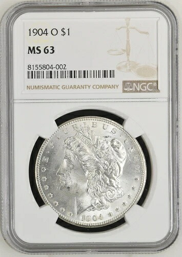 1904年 O モルガン銀貨 NGC MS-63