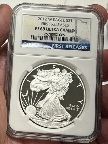 2012-W 1ドル プルーフ アメリカン シルバー イーグル コイン NGC PF69 ファーストリリース ブルーラベル 52,800円
