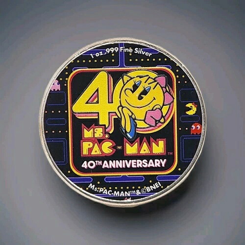 2021年ニウエ Ms. パックマン ゲーム40周年記念 カラー化 1オンス .999 シルバーコイン