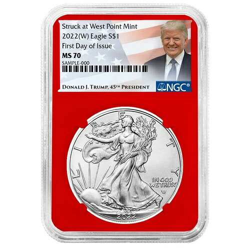 2022年 (W) 1ドル アメリカン シルバー イーグル NGC MS70 FDI トランプ ラベル レッドコア