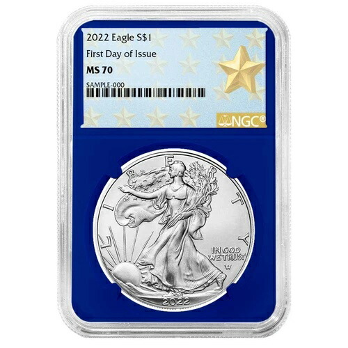 2022年 1ドル アメリカン シルバー イーグル NGC MS70 FDI ウェストポイント スターラベル ブルーコア