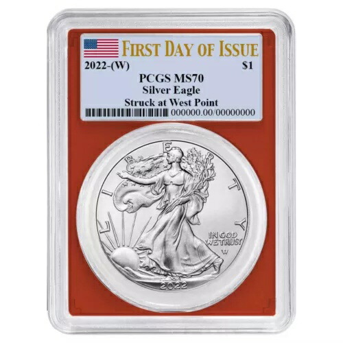 2022年 (W) 1ドル アメリカン シルバー イーグル PCGS MS70 FDOI 旗ラベル レッドフレーム