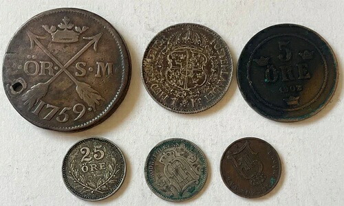 楽天市場】スウェーデン 銀貨 1クローナ 年代ランダム 銀貨