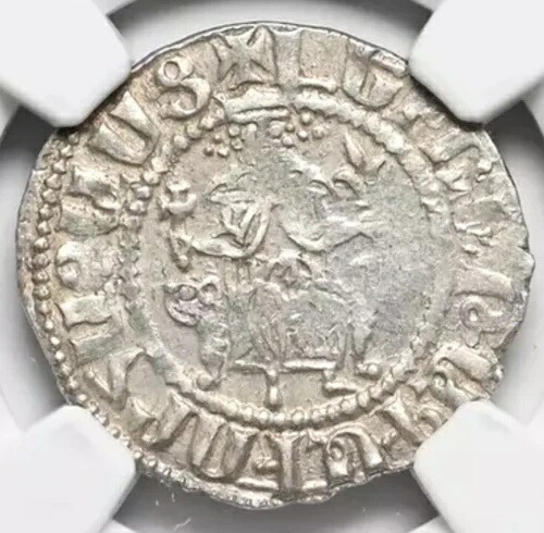 アルメニア 1198-1219年 レヴォン銀貨 十字軍 テンプル騎士団 十字軍 NGC XF