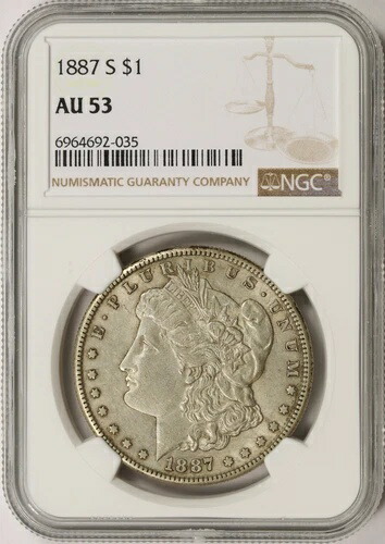 1887-S 1ドル モルガン銀貨 NGC AU53 59,895円