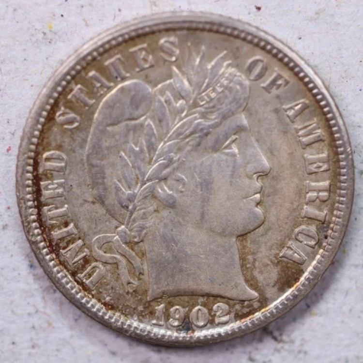 1902年バーバー銀貨、極上流通硬貨、店舗番号1189