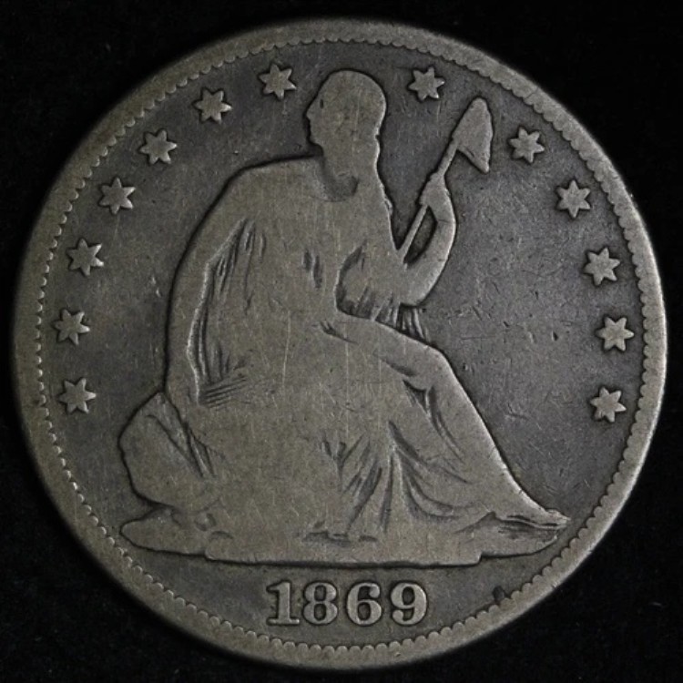 1869年 自由の女神像 シルバーハーフドル 美品 E364 VAML