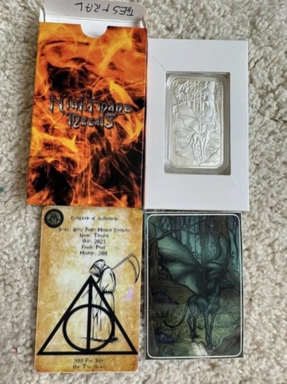 ファンタスティック・ビースト セストラル HP ナイトメア メタルズ 1オンス .999 シルバー プルーフ アートバー COA