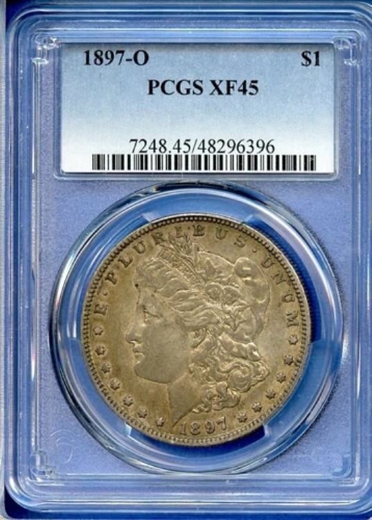 1897 O PCGS XF45 モルガン シルバー ダラー $1 米国造幣局 希少キーデートコイン 1897-O XF-45