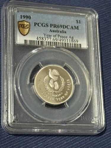 1990年 オーストラリア プルーフ 1ドル銀貨 - 平和の年 - PCGS PR69 DCAM｜WORLD RESOURCE【KING店】