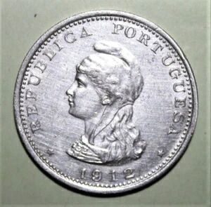S11 - ポルトガル領インド 1ルピー 1912年 ほぼ未使用銀貨 リバティヘッド 59,895円