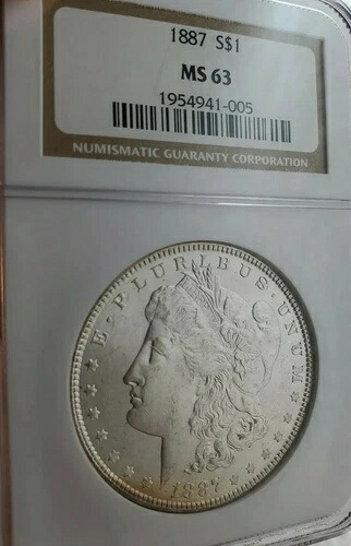 1887年 P モルガン銀貨 NGC MS63 - DC129