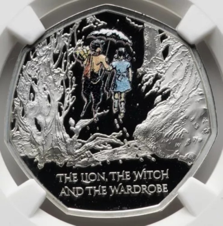 NGC PF70 ナルニア国物語 ライオンと魔女とワードローブ 2023年 イギリス CSルイス 純銀貨画像