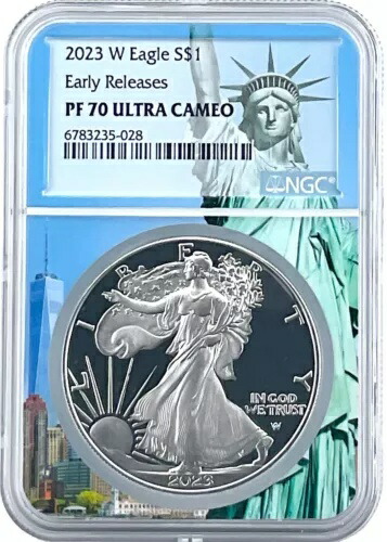 2023 W シルバー イーグル プルーフ NGC PF70 ウルトラカメオ ER 自由の女神像 コア POP 50