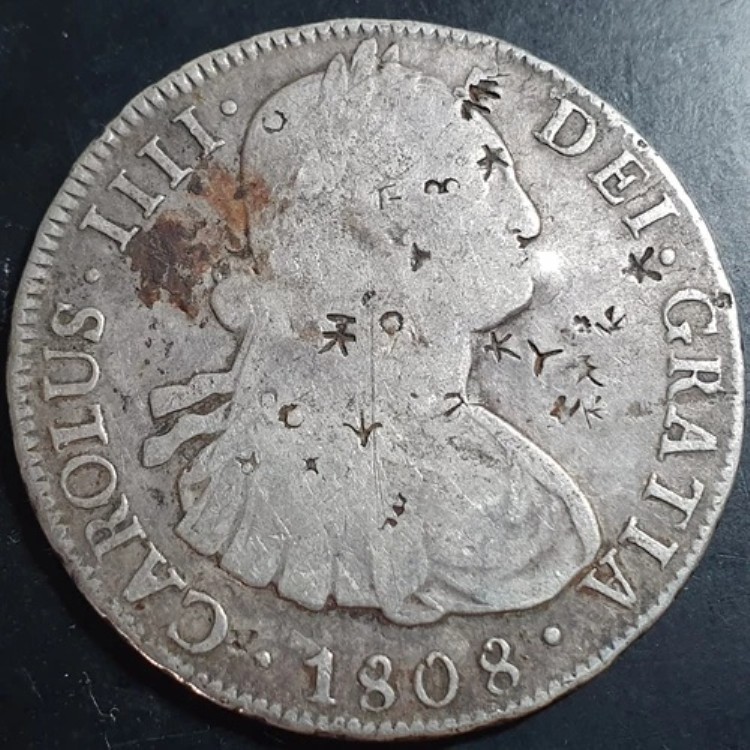 ボリビア スペイン植民地 8 レアル カロル カロルス IIII 1808 PTS PJ ポトシ ミント