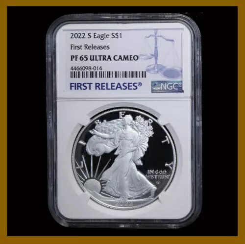 アメリカン・シルバー・イーグル・ドル、2022年（S）初版プルーフ NGC PF 65