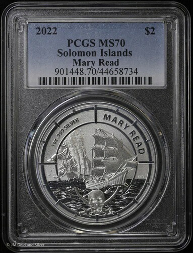 2022年 $2 1オンス シルバー ソロモン諸島 メアリーリード PCGS MS 70 (BU 未流通) 船