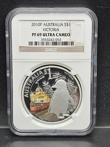 2010 Celebrate Australia Victoria-Penguin 1oz Silver NGC PF69 ウルトラカメオ-レア!