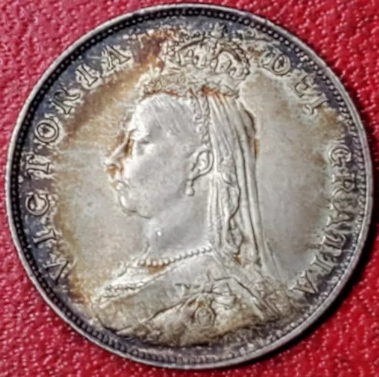 1887年 イギリス ダブルフローリンコイン 0.925 シルバー KM #763 AUC 綺麗な色調 希少